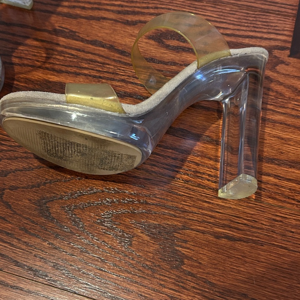 Steve Madden Women's Gold Clear Strap Heels - Picture 3 of 6